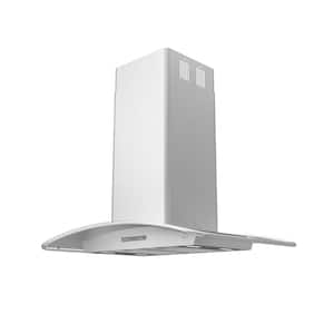 Milano 36 in. Convertible Island Mount Range Hood with LED Lights in Stainless Steel
