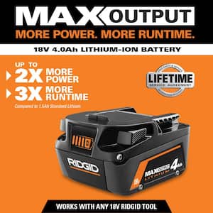 18V 4.0 Ah MAX OUTPUT Lithium-Ion Battery (2-Pack) and (1) 18V 2.0 Ah MAX Output Lithium-Ion Battery