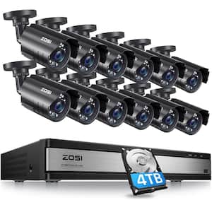 16-Channel 5MP-Lite 4TB DVR Security Camera System with 12X 1080p Wired Bullet Cameras, Surveillance System