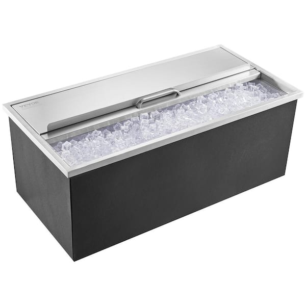 VEVOR Drop in Ice Chest 36 in. L x 18 in. W x 14 in. H Stainless Steel Ice Cooler Commercial Ice Bin with Cover 40.9 qt.