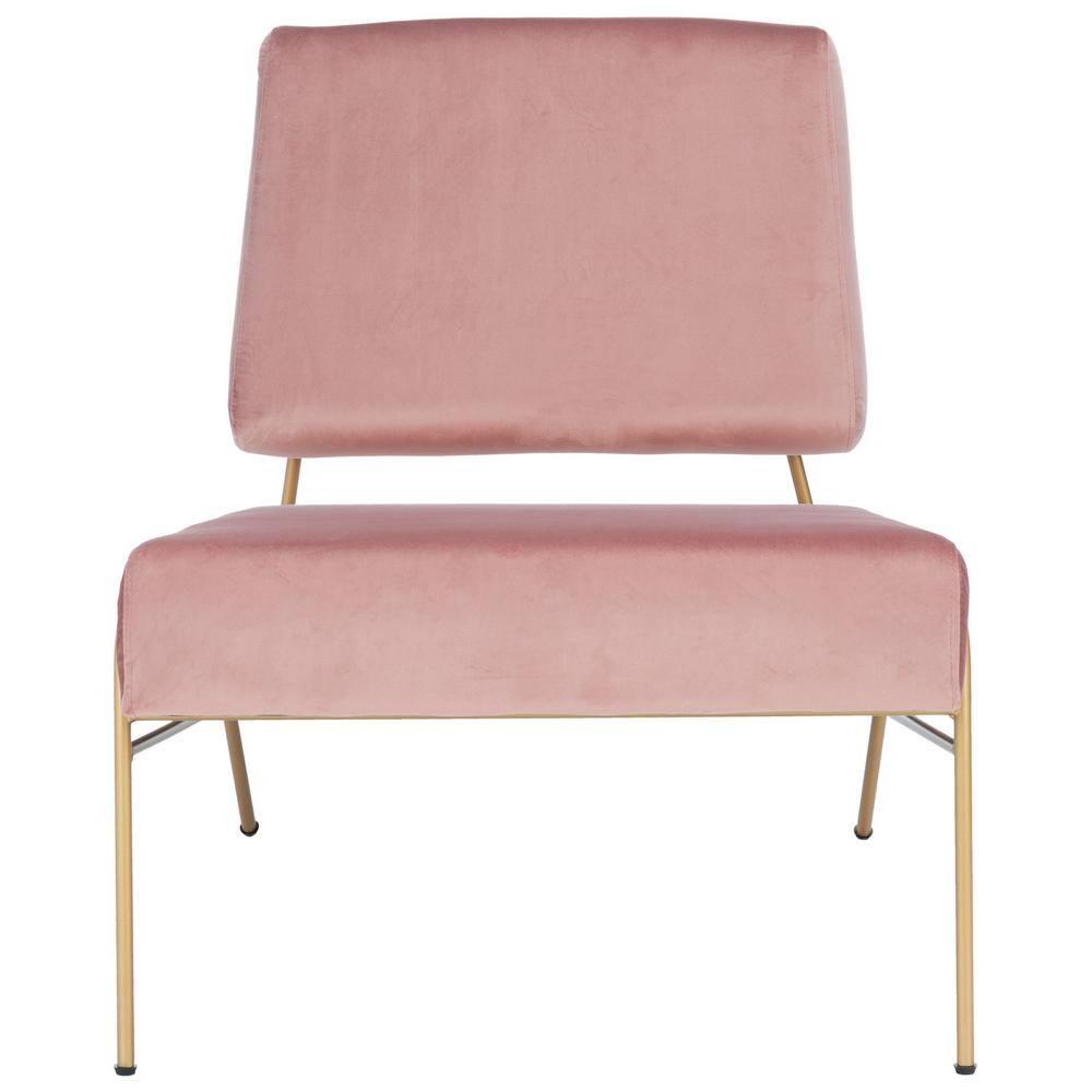 Dusty Rose Velvet and Gold Modern Accent Chair