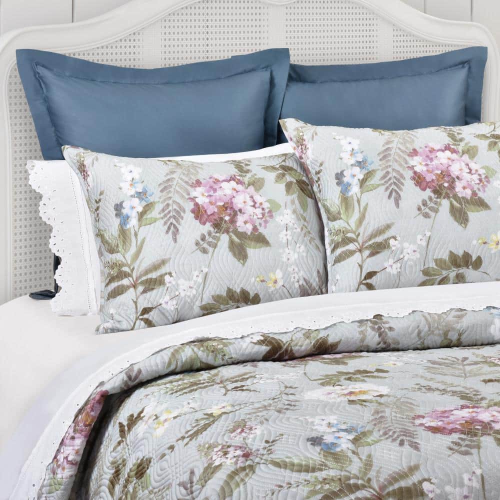 Blush Floral Organic Full Quilt Set