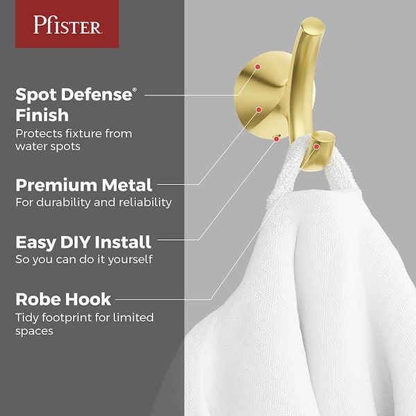 Willa J-Hook Robe/Towel Hook in Brushed Gold