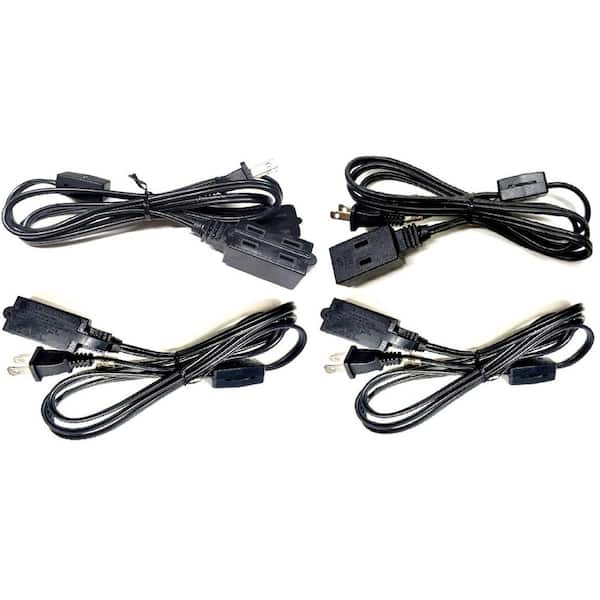 5 ft. 16 / 2 Light Duty Indoor Multi-Outlet Extension Cord With On/Off Switch, Black Color, 4 Pack