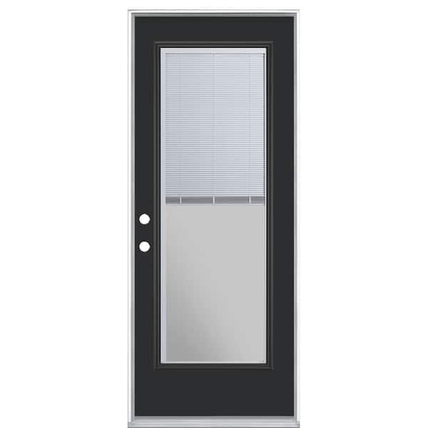 Masonite 32 in. x 80 in. Mini Blind Right-Hand Inswing Painted Steel Prehung Front Exterior Door No Brickmold