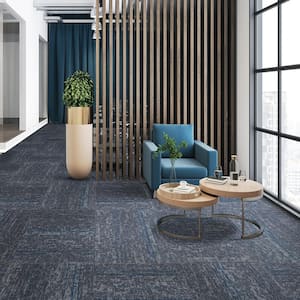 Elite Single Azure Edge Blue Com/Res 24 in. x 24 in. Adhesive Carpet Tile square W/Cushion 1 tiles/Case 1 sq. ft.