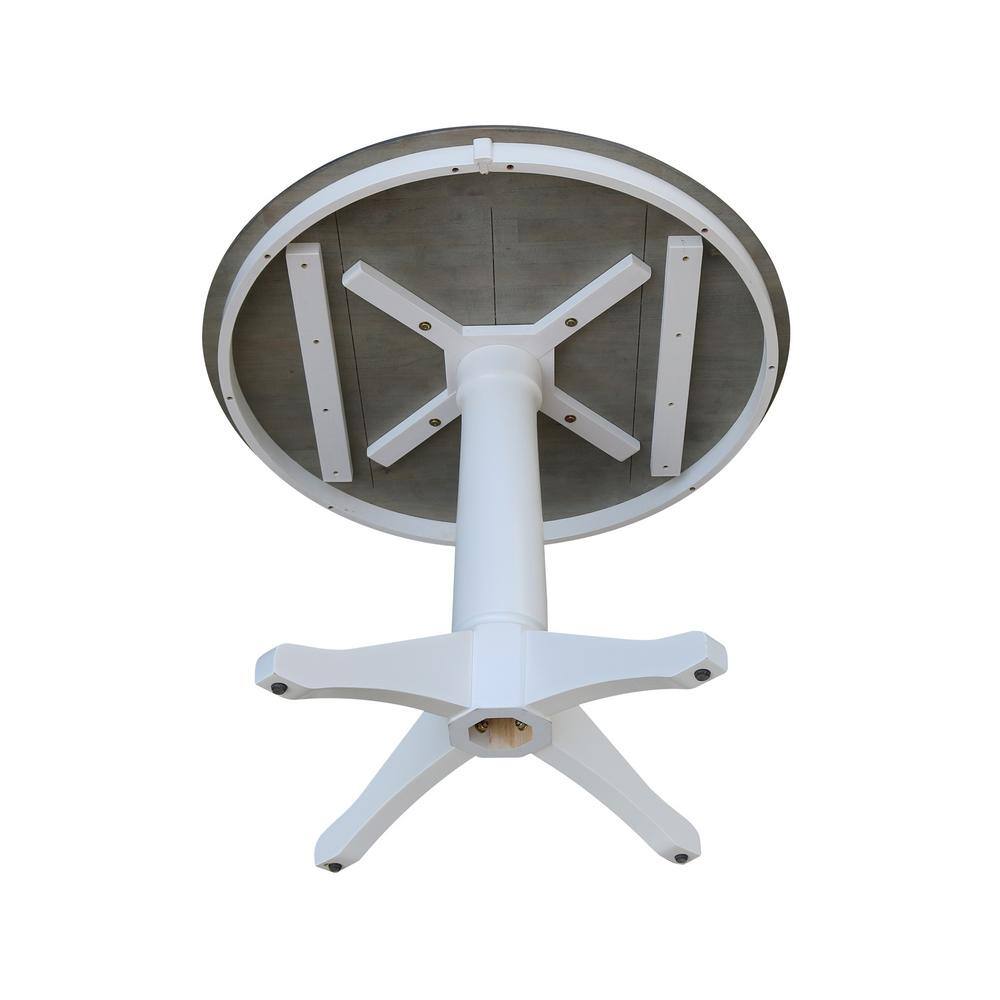 36" Round White and Gray Solid Wood Dining Table