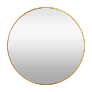 28 in. W x 28 in. H Round Metal Framed Wall-mounted Bathroom Vanity Mirror in Gold