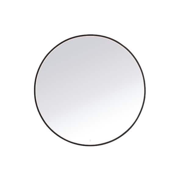 Unbranded Timeless Home 48 in. W x 48 in. H Aluminum Black LED Mirror