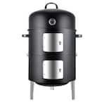 17 in. Charcoal Grill Barrel in Black Barrel Original Charcoal BBQ Grill with a Thermometer