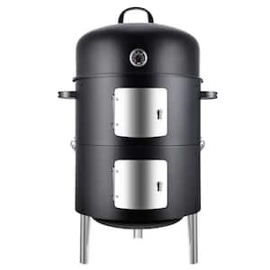 17 in. Charcoal Grill Barrel in Black Barrel Original Charcoal BBQ Grill with a Thermometer