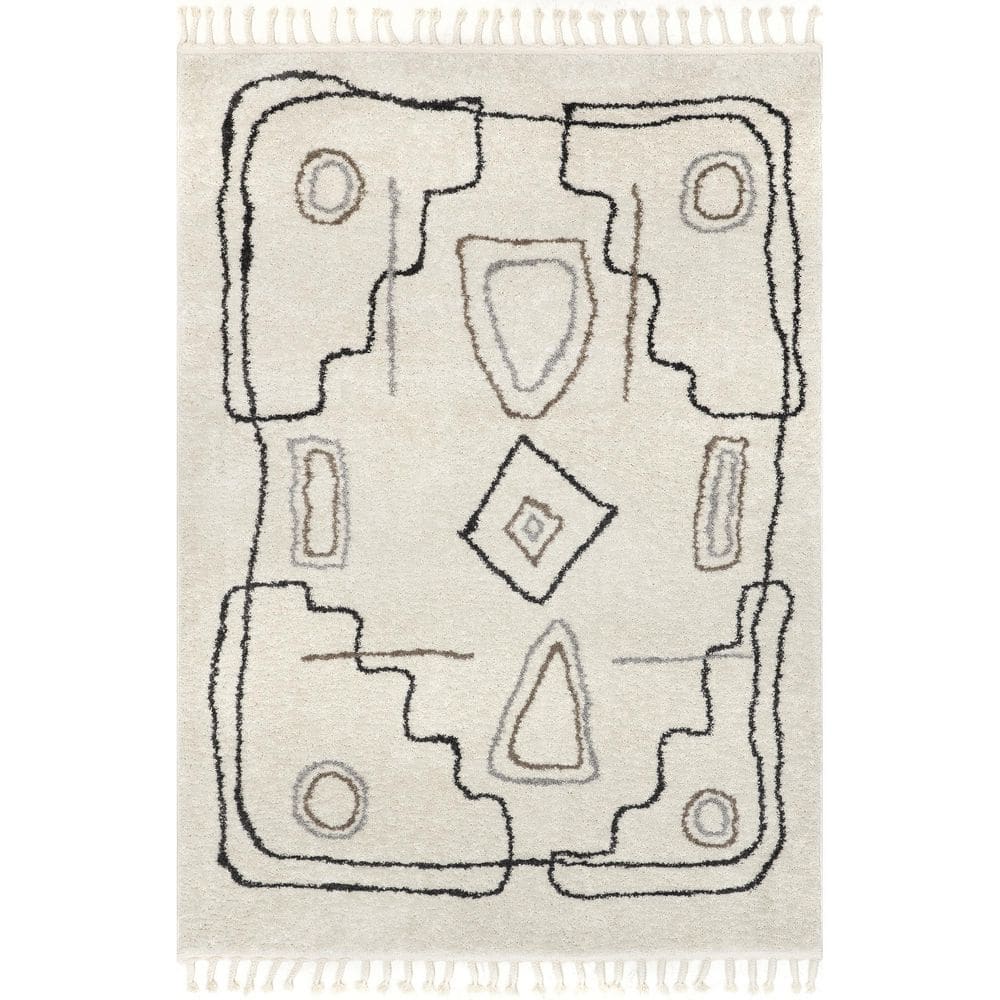 Ivana Geometric Braided Tasseled Beige 5 ft. x 8 ft. Area Rug price history on PriceWatchPro
