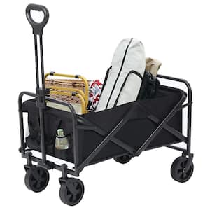 5 cu. ft. Black Fabric Folding Collapsible All Terrain Outdoor Portable Utility Wagon Garden Cart, 200 lbs. Capacity