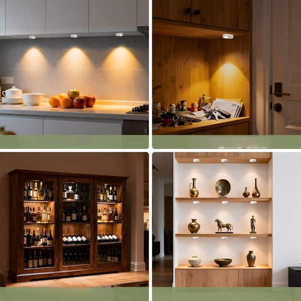 3-Pack White Motion Sensor LED Under Cabinet Lighting, Dimmable Remote Controlled Under Counter Lights for Kitchen