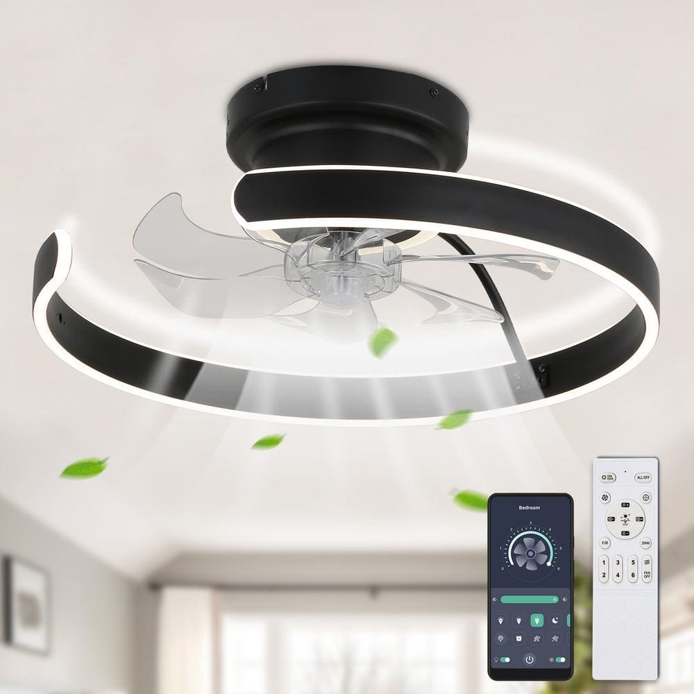 Oaks Aura Colle 20 in. Luna Design Indoor Black Flush Mount Ceiling Fan