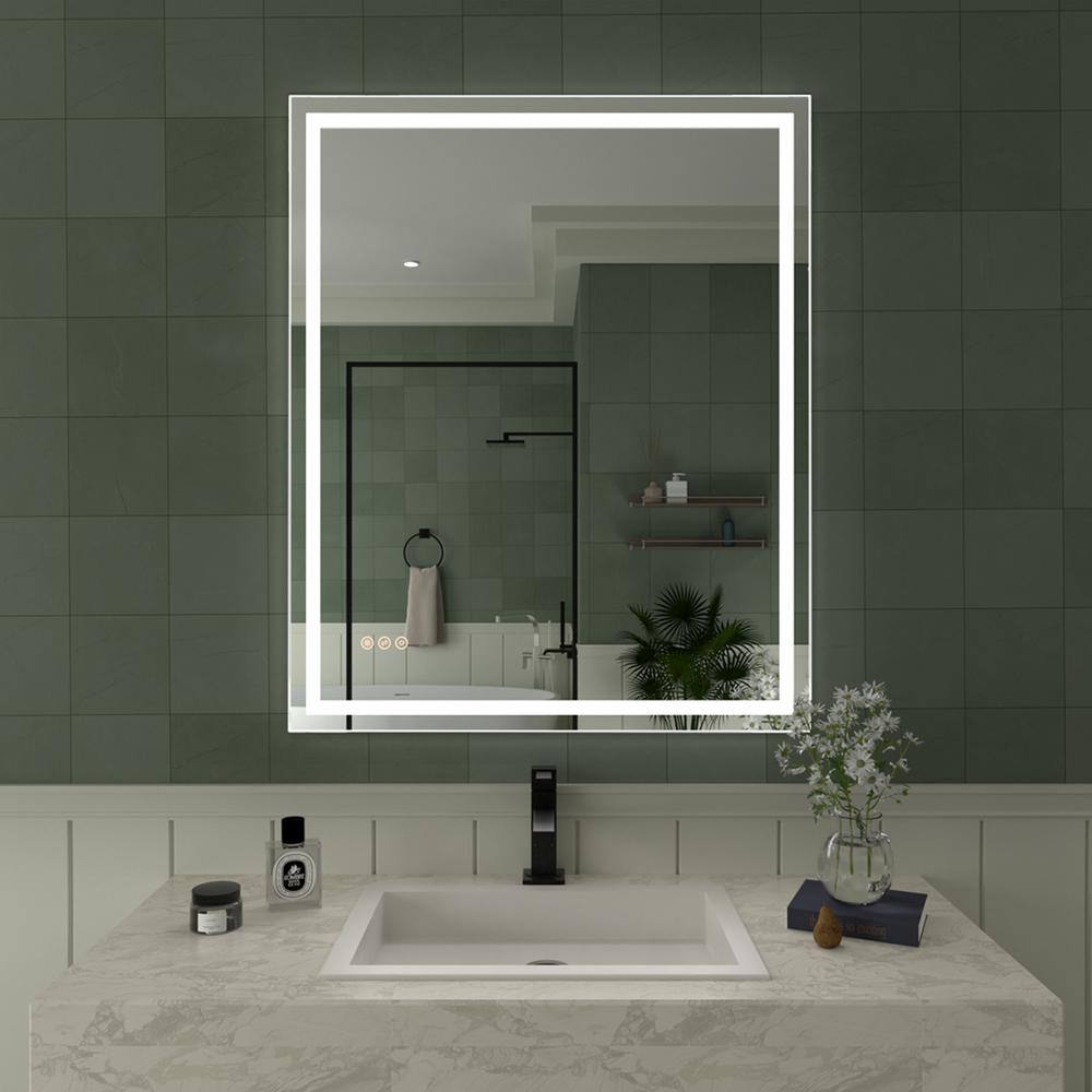 TaiMei 30 in. W x 36 in. H Frameless LED Single Bathroom Vanity Mirror ...