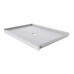 34 in. L x 48 in. W Single Threshold Alcove Shower Pan Base with Center Drain in Sea Salt
