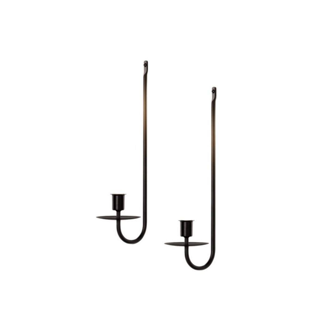 Candle Sconces (Set of 2) Black Metal Wall Candle Holder LX0814