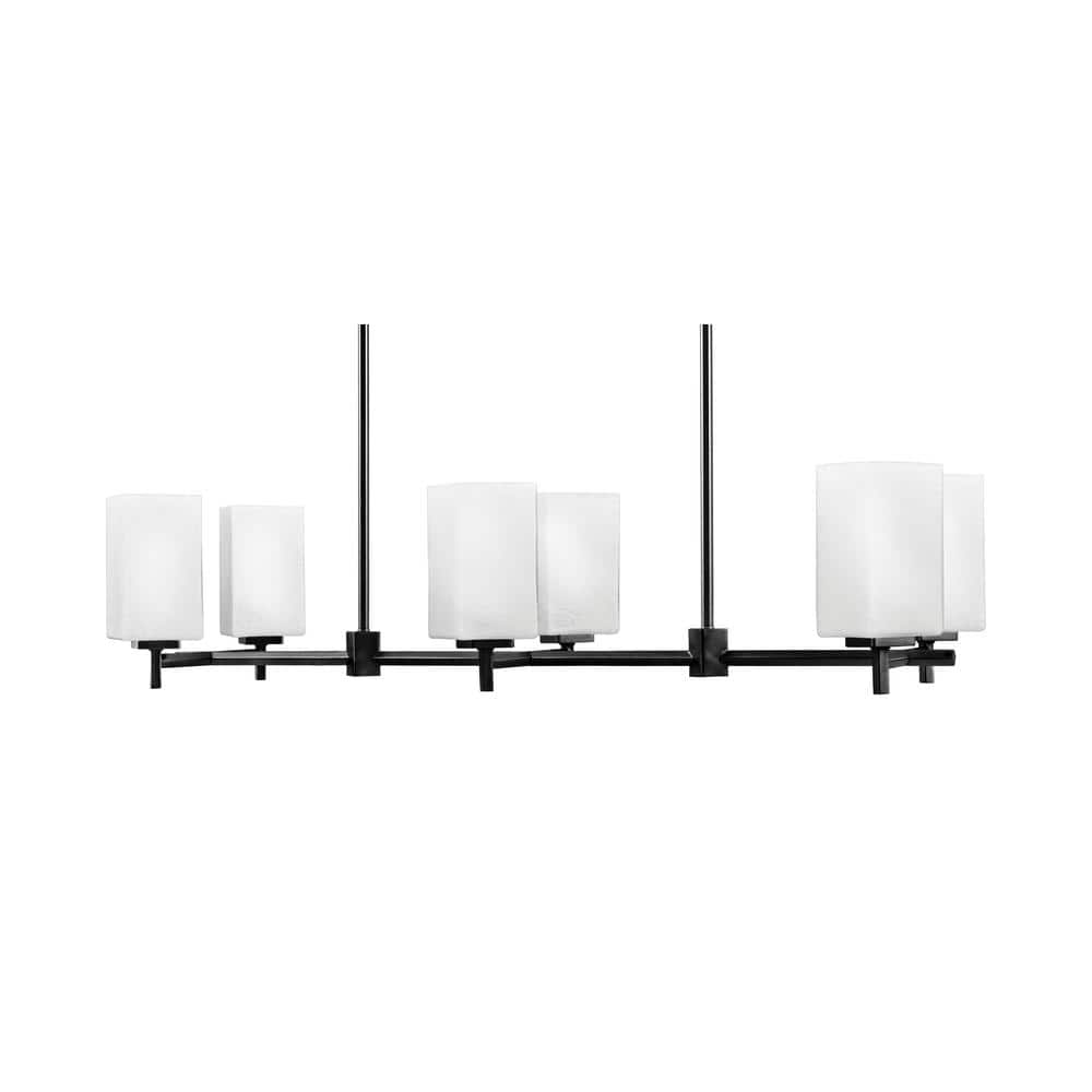 Bridgewater 6-Light Matte Black Linear Chandelier, Any Room with 3.5 in. Wh