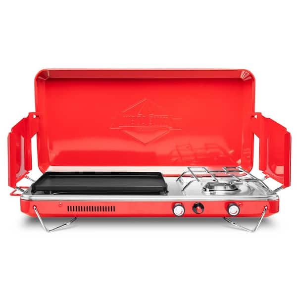 HIKE CREW 2-in-1 Camping Propane Stove with Grill and Integrated Igniter HC1B1FWI - The Depot