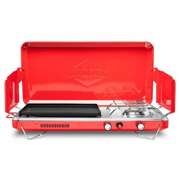 HIKE CREW 2-in-1 Camping Portable Propane Stove with Grill and Integrated Igniter