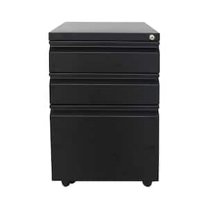 3 Drawer Metal Black File Cabinet