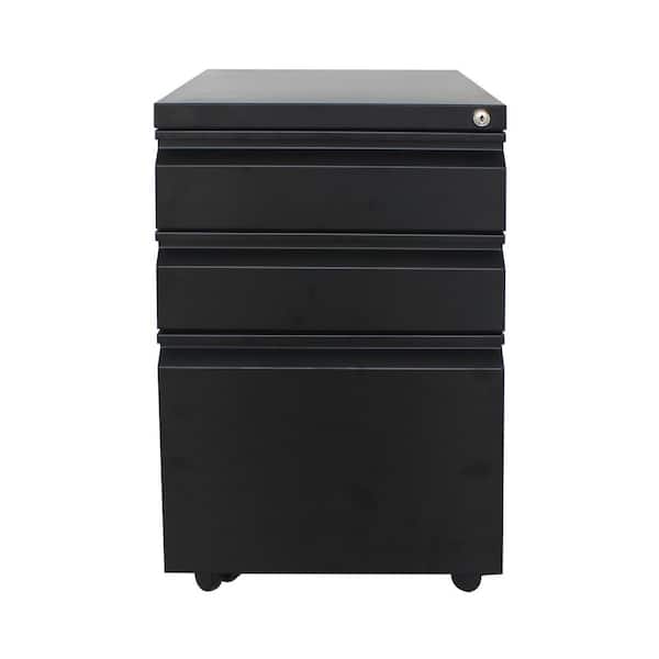 Unbranded 3 Drawer Metal Black File Cabinet