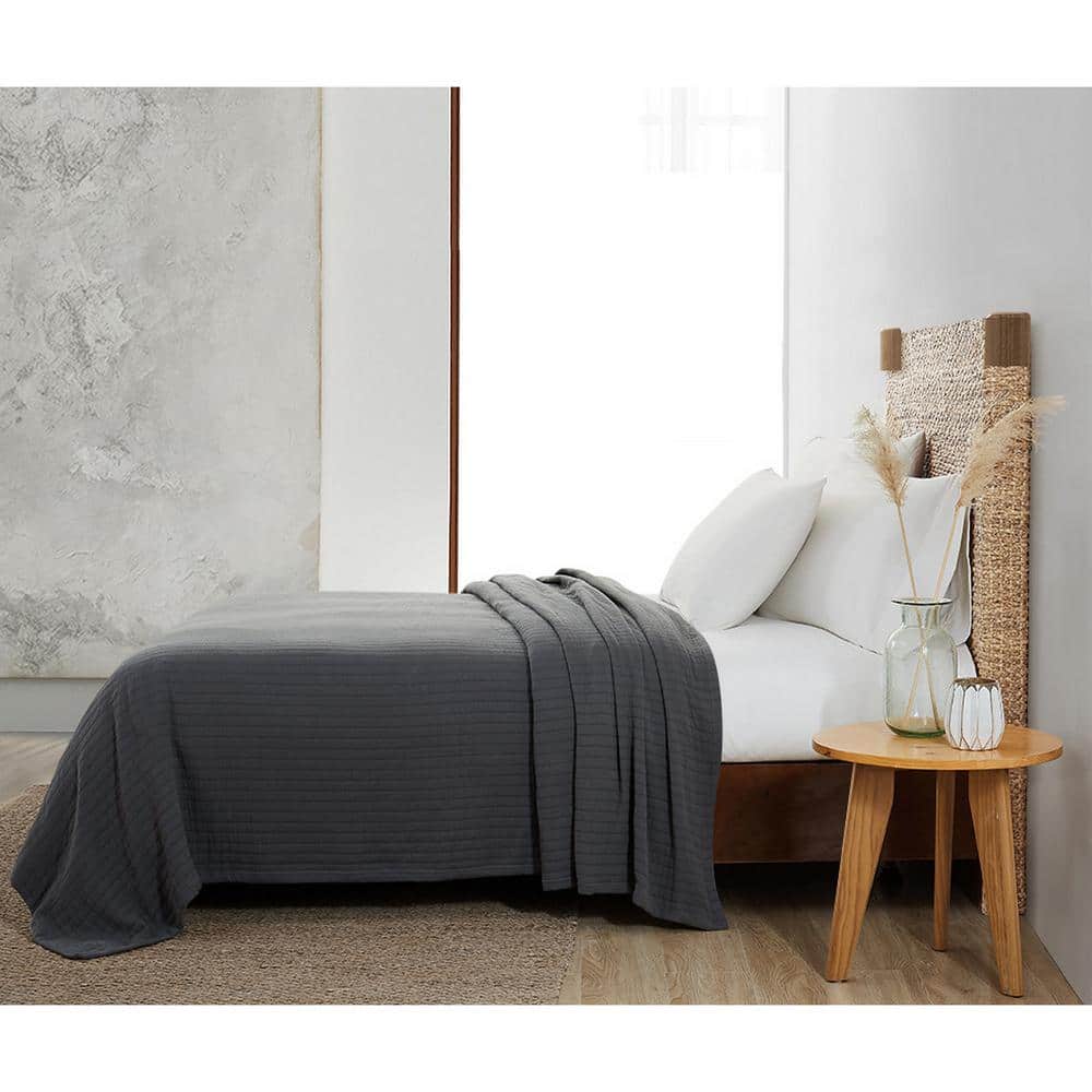 Gray Organic Cotton Twin XL Reversible Blanket
