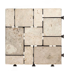 Tile Shape Pattern 12 in. x 12 in. Travertine Deck Tile in White 6 per Pack