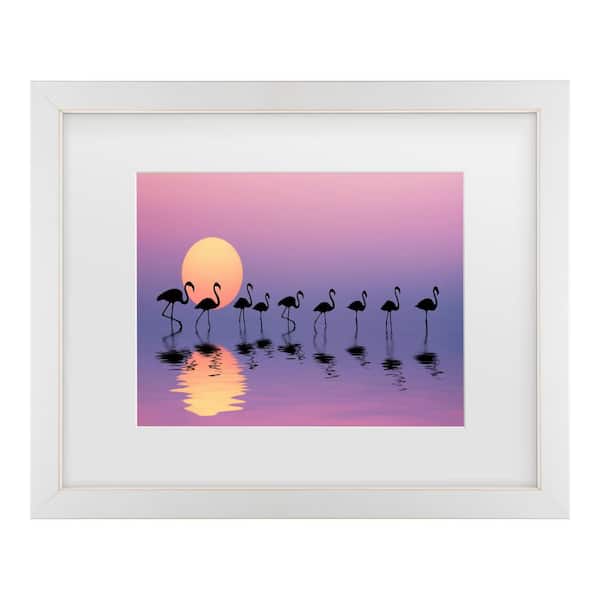 Trademark Fine Art Bess Hamiti Family Flamingos Matted Framed Photography Wall Art 18 in. x 22 in.