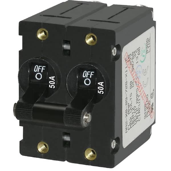 Blue Sea Systems Black A-Series DC Double Pole Toggle Circuit Breaker