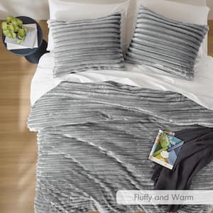 Avril 3-Piece Gray Microfiber Full/Queen Comforter Set