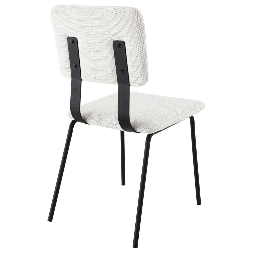 Black and White Upholstered Ladderback Side Chair Set with Metal Base