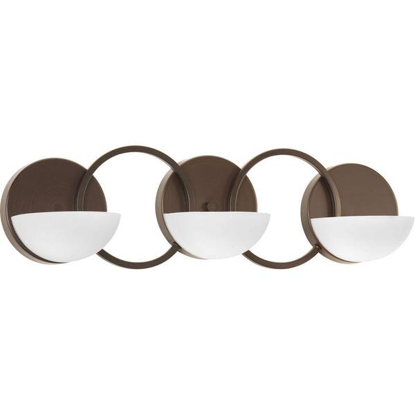 Progress Lighting Engage Collection 3-Light Antique Bronze Vanity Light with Etched Glass Shades