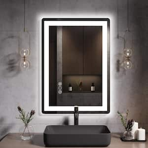 28 in. W x 20 in. H Rectangular Rounded corner Frameless Anti-Fog LED Light Wall Mounted Bathroom Vanity Mirror in White