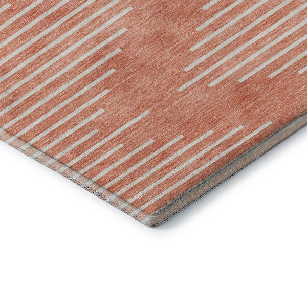 Mayfield Premium Machine Washable Abstract AMF1016 Salmon 2 ft. 3 in. x 7 ft. 6 in. Runner Rug