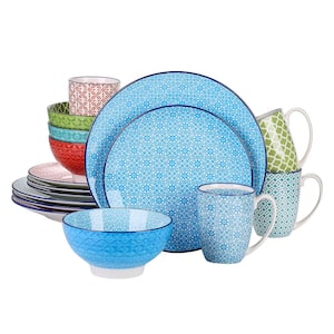 16-Piece Modern Colored Pattern Porcelain Dinnerware Set (Service for 4)