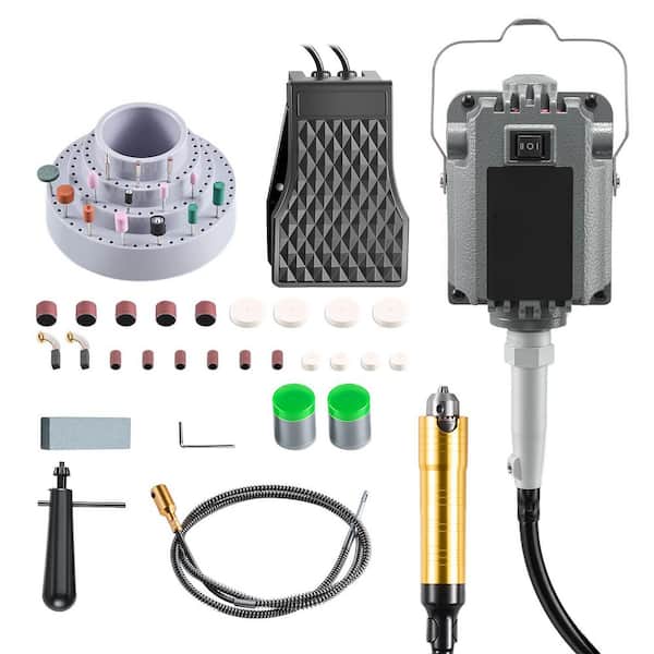 Corded Flex Shaft Grinder,10 A 1200W 30,000RPM Electric Flex Shaft Rotary Tool,Foot-Pedal Control Hanging Carver Grinder