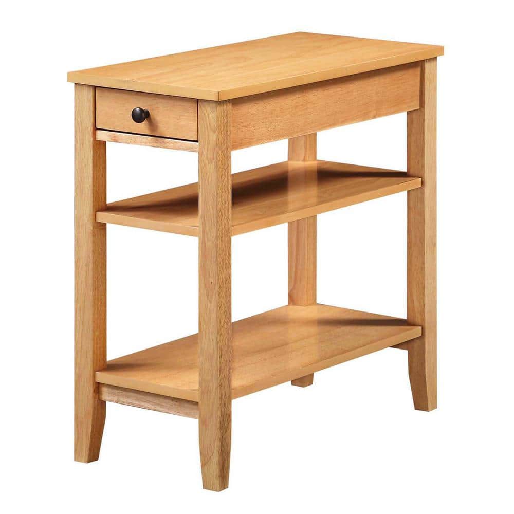 Natural Wood 24" Rectangular End Table with Storage