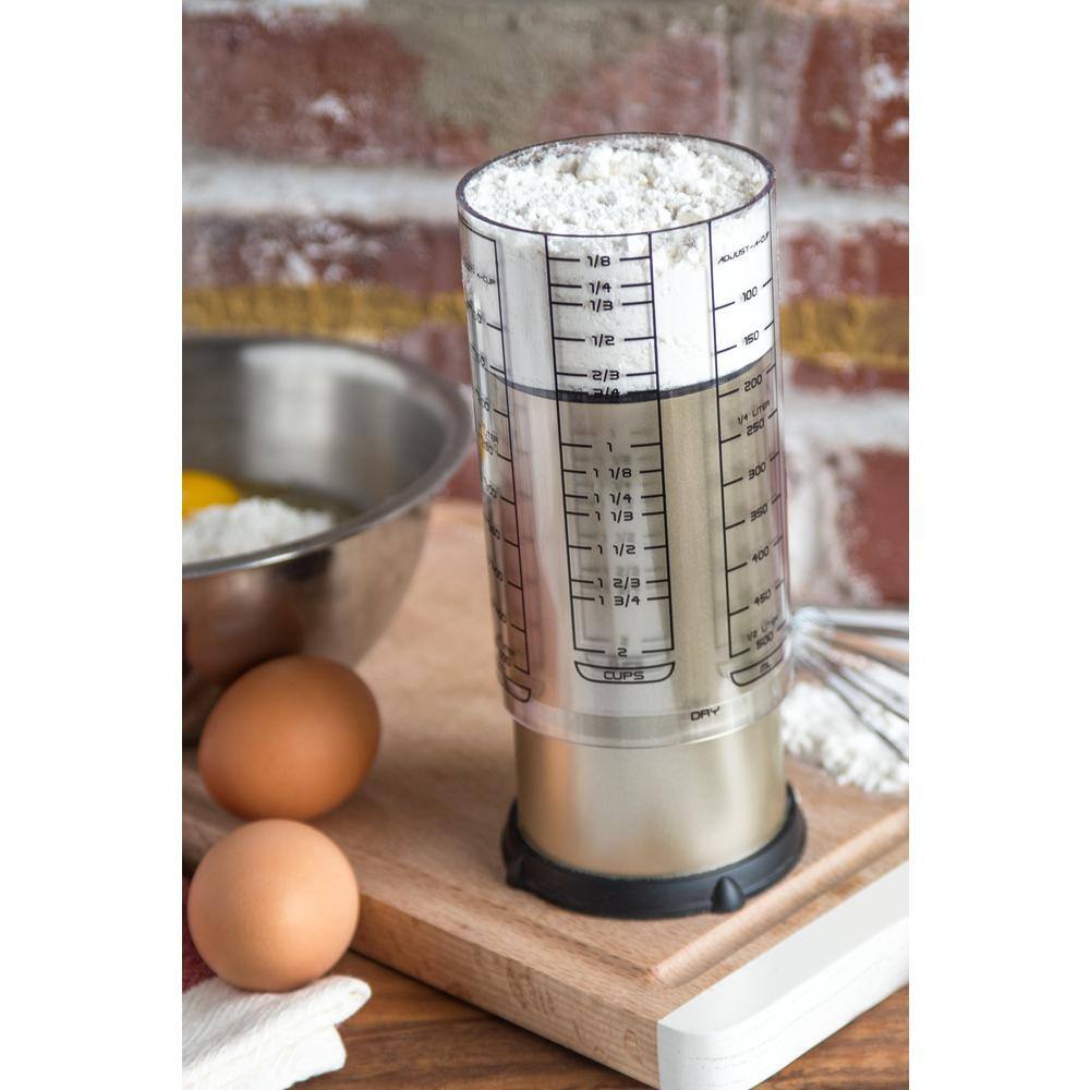 Adjustable 2-Cup Satin Finish Plastic Measuring Cup