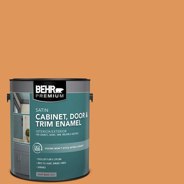 BEHR PREMIUM 1 gal. #M230-6 Amiable Orange Satin Enamel Interior/Exterior Cabinet, Door & Trim Paint