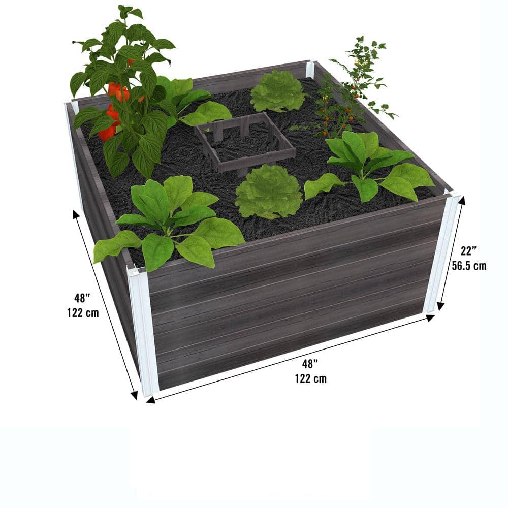 Slate Grey 4x4x22 Keyhole Composting Raised Garden Bed