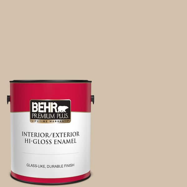 BEHR PREMIUM PLUS 1 gal. #PPF-32 Light Rattan Hi-Gloss Enamel Interior/Exterior Paint