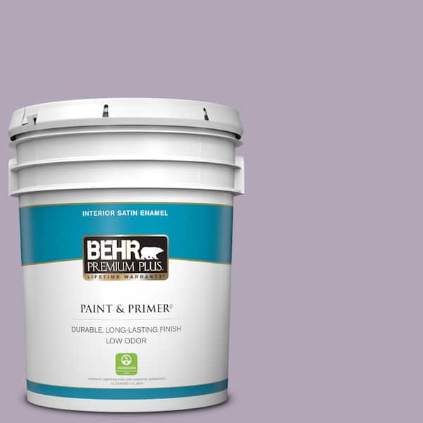 BEHR PREMIUM PLUS 5 gal. #660F-4 Plum Frost Satin Enamel Low Odor Interior Paint & Primer