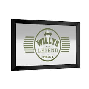 Jeep Willys Legend Green 26 in. W x 15 in. H Wood Black Framed Mirror