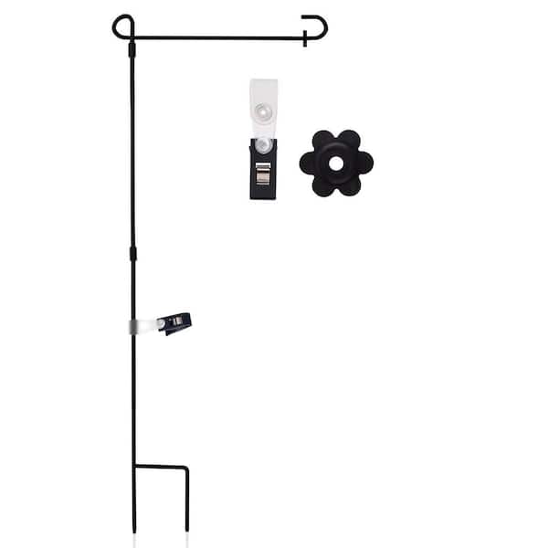 3 ft. x 1.1 ft. Wrought Iron Garden Flagpole Garden Flag Stand -Reinforced Garden Flag Holder (Set of 2)