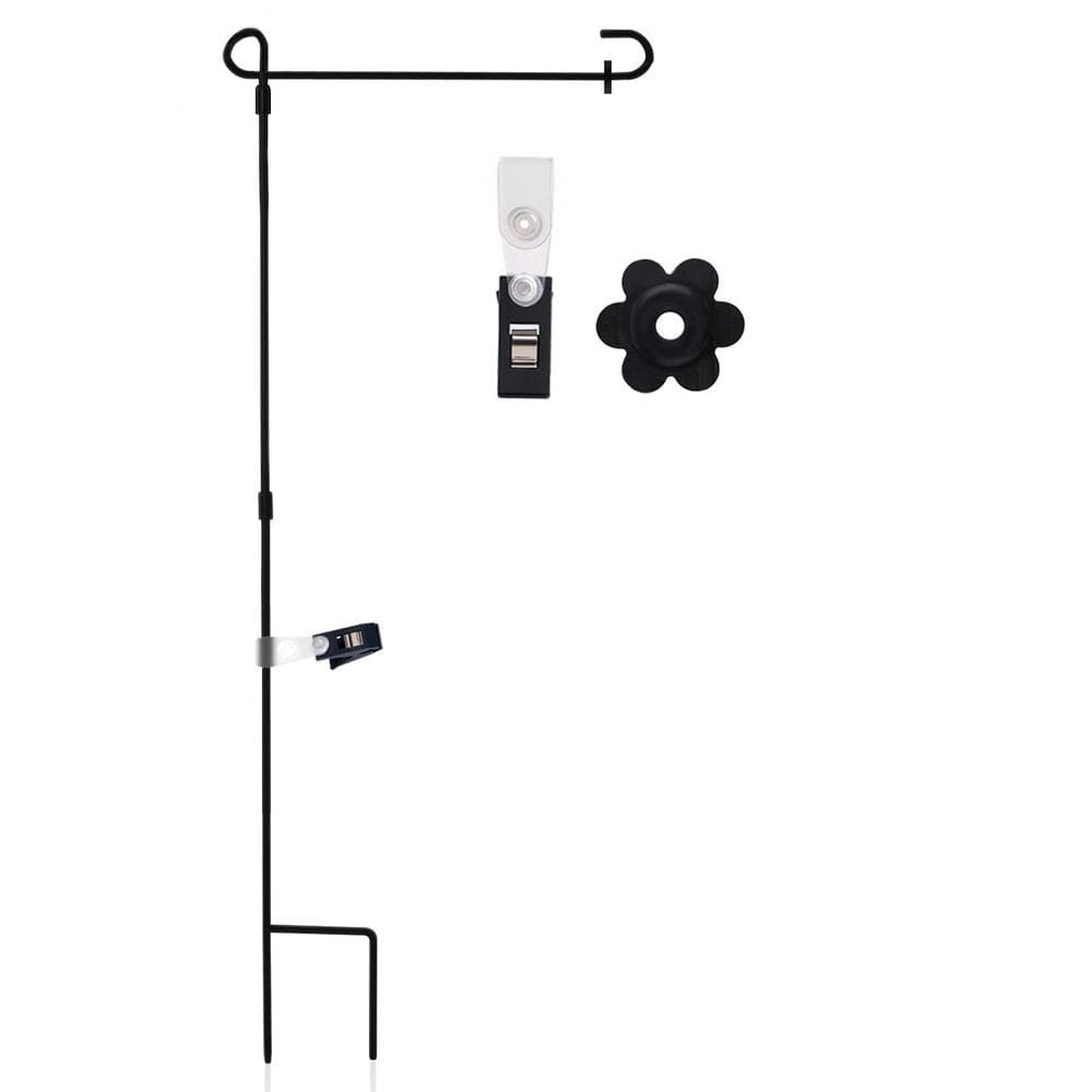 Garden Flag Stand Flagpole Black Wrought Iron Small Flag Stand for Yard Holder. 
