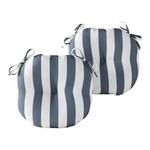 15 in. Round Outdoor Seat Cushion in Canopy Stripe Gray (2-Pack)