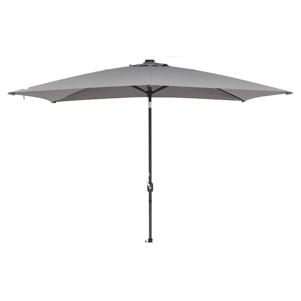 10 ft. x 7 ft. Aluminum Market Patio Umbrella with Frosted Tube in Gray