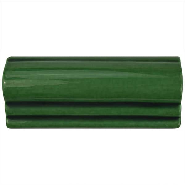 Merola Tile Novecento Moldura Verdin 2-1/8 in. x 5-1/8 in. Glossy Ceramic Wall Tile Trim
